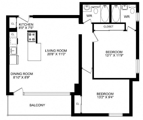 Floor plan layout diagram for 2C Renovation 2